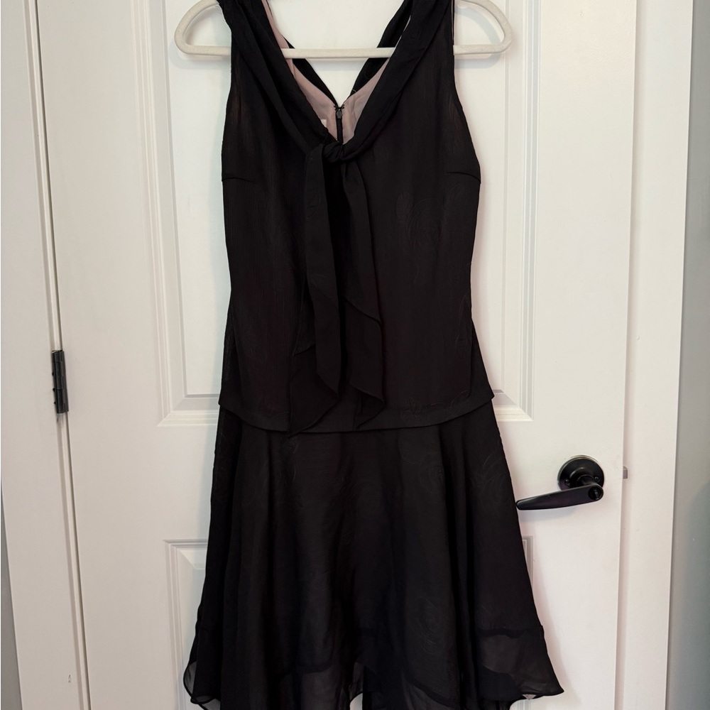 London Times Black Sleeveless Drop Waist Dress